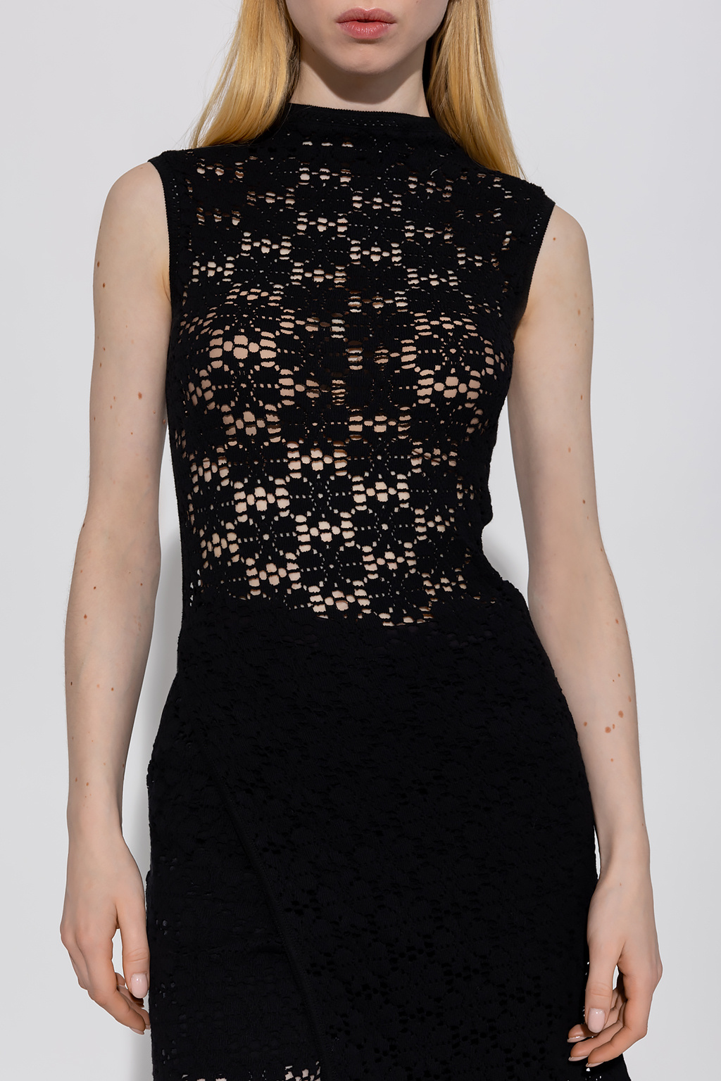 Black Sleeveless openwork top JIL SANDER - skirt with logo Black Sleeveless openwork top JIL SANDER - skirt with logo